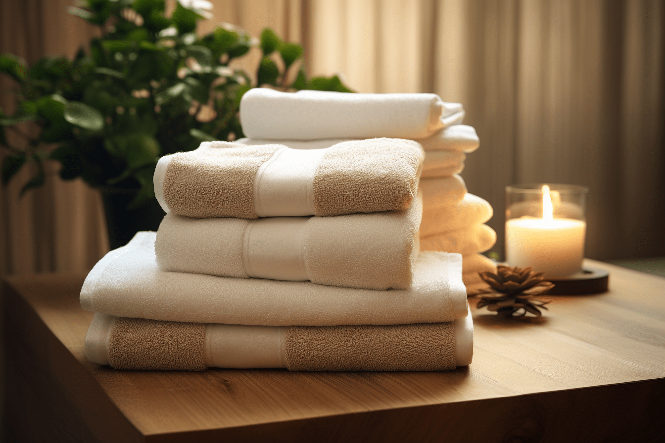 eltxot_towels_on_wooden_table_in_room_in_the_style_of_serene_an_92bfbc9e-3fc8-401d-8bdc-e841a3fc7c80